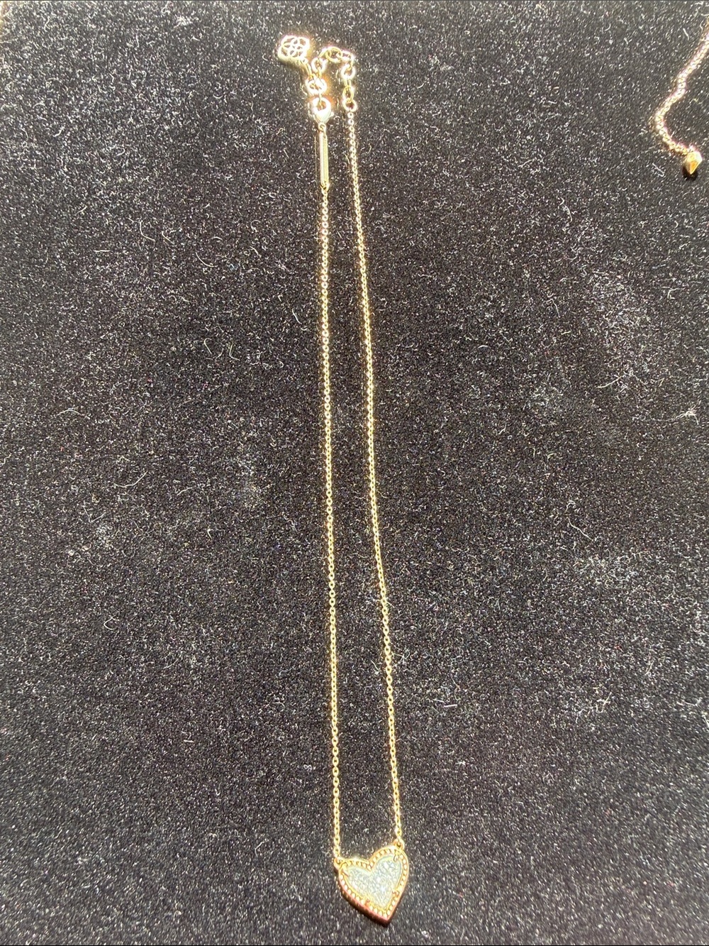 Kendra Scott Adjustable 18 in Gold tone White Druzy Heart Necklace